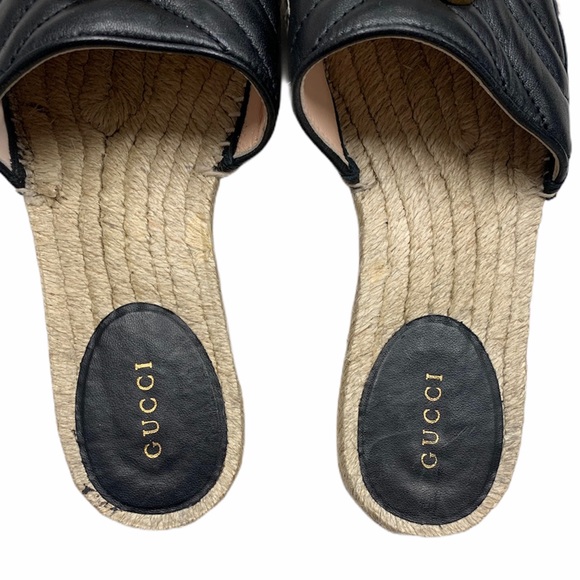 Gucci Porcelain Rose Marmont New Pilar Gg Matelasse Quilted Leather Espadrille Slides Sandals 